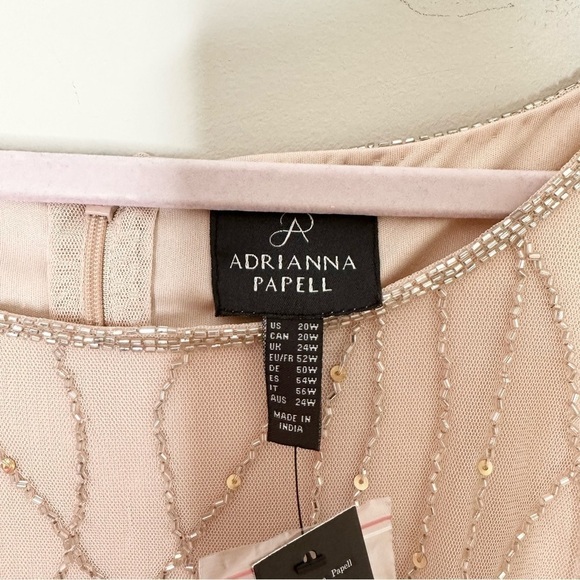 NWT Adrianna Papell 20W Pink Beaded Blouson Gown - Picture 9 of 11